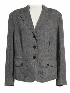 Alexandra Bartlett Women's Size 20W Classic Tailored Linen Gray Blazer Pre-Owned